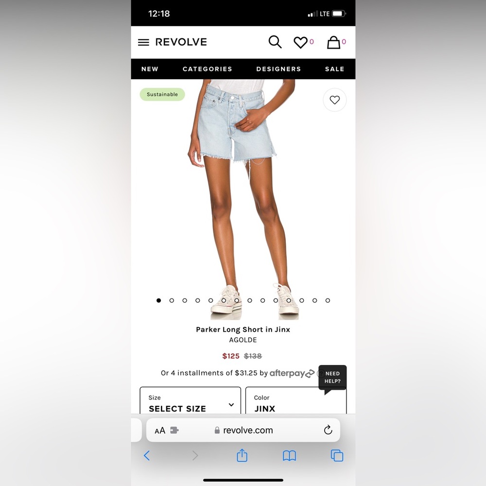 NWT Agolde Parker long short in Jinx. Sold out on revolve.